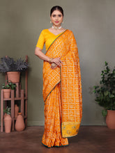 Yellow Gujarati Bandhani Handprint Saree